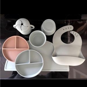 Mushie silicone toddler feeding variety